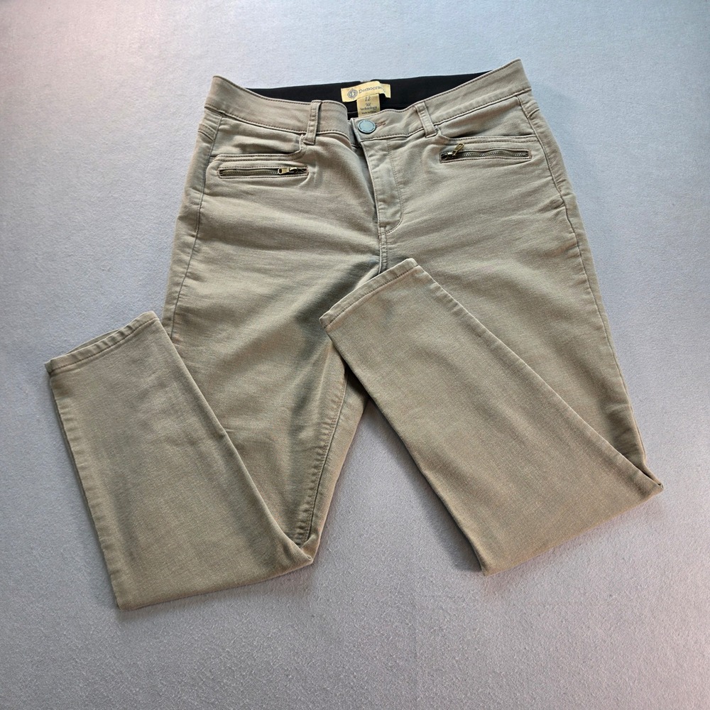 Democracy AbSolution Skinny Pants 12 Khaki Tan Ankle Stretch Cargo Zip Pockets